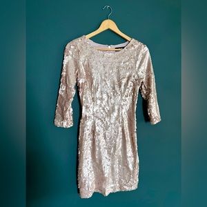 LuLu’s Sequin 3/4 Sleeve Cocktail Dress in Rose Gold